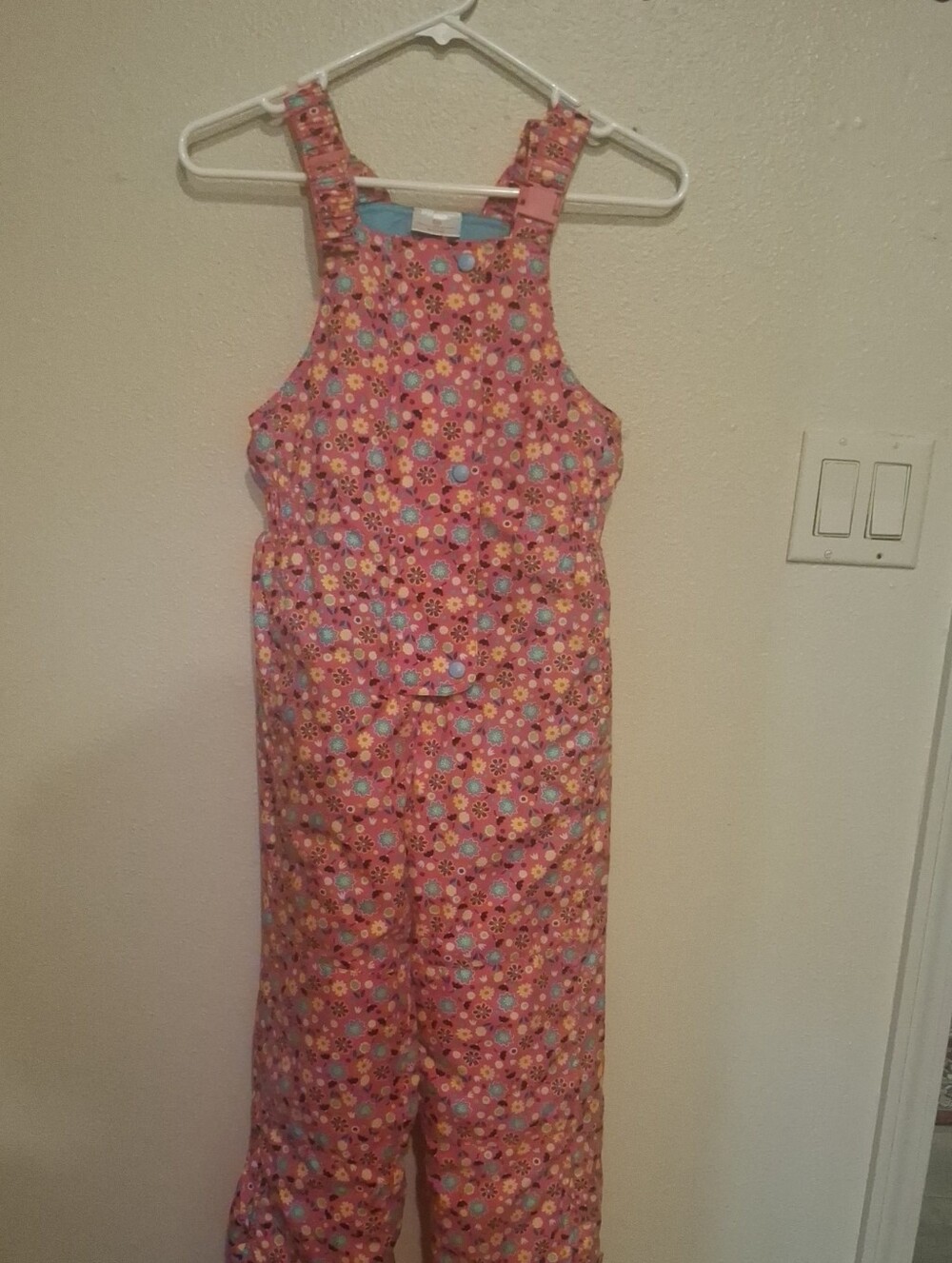 Hanna Andersson Pink Floral Puffer Snow Overalls